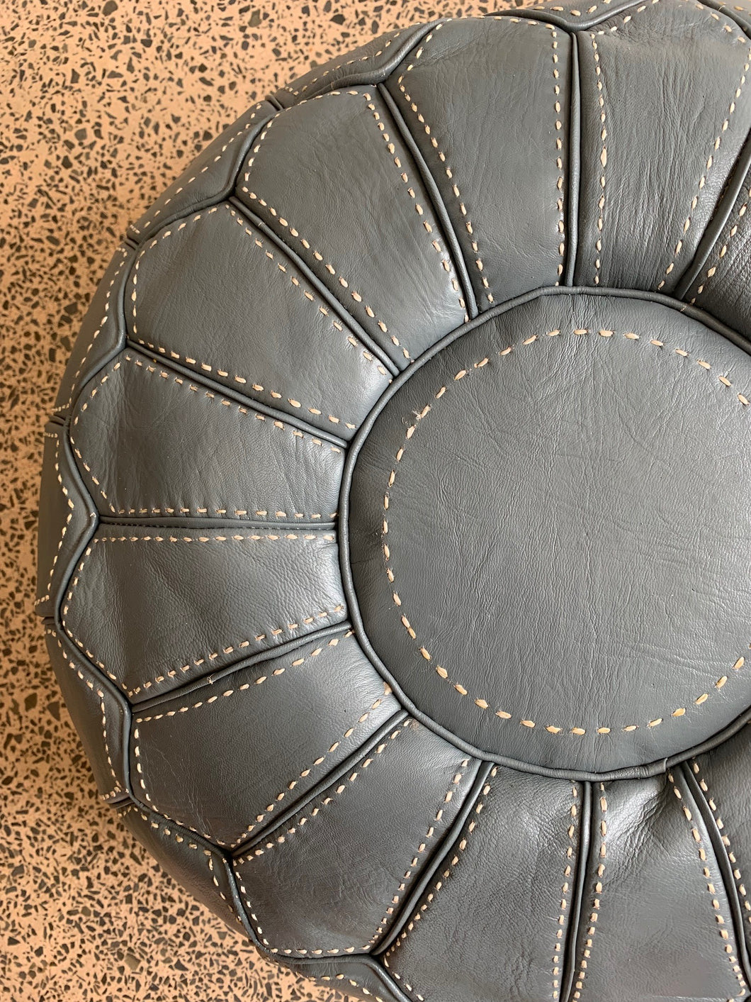 Stitched Moroccan Pouf GREY