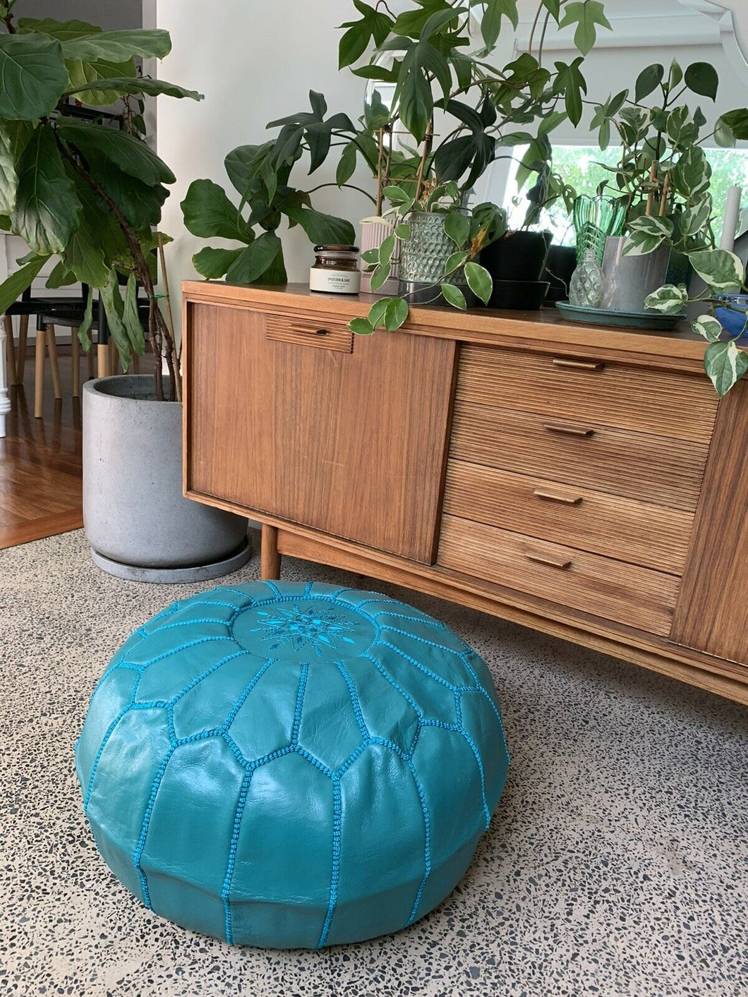 Traditional Moroccan Pouf TURQUOISE (Second for KATE)