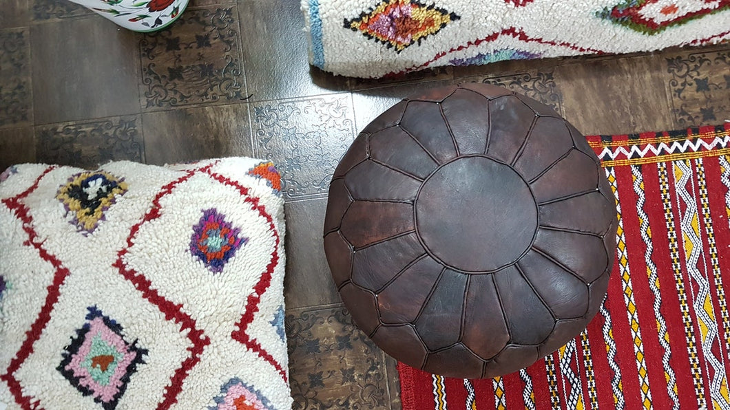 Classic Moroccan Pouf DARK BROWN