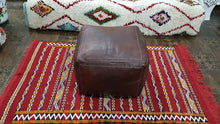 Load image into Gallery viewer, Square Moroccan Pouf DARK BROWN
