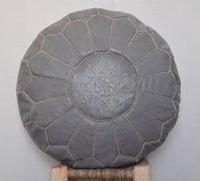 Load image into Gallery viewer, Traditional Moroccan Pouf GREY (DARK/SILVER)
