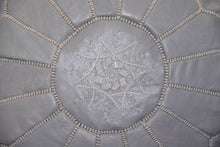 Load image into Gallery viewer, Traditional Moroccan Pouf GREY (DARK/SILVER)
