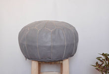 Load image into Gallery viewer, Traditional Moroccan Pouf GREY (DARK/SILVER)
