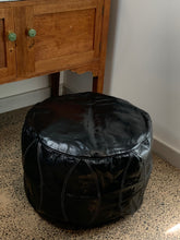 Load image into Gallery viewer, Round Moroccan Pouf BLACK
