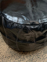 Load image into Gallery viewer, Round Moroccan Pouf BLACK
