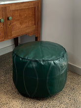 Load image into Gallery viewer, Round Moroccan Pouf GREEN
