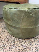 Load image into Gallery viewer, Round Moroccan Pouf OLIVE GREEN
