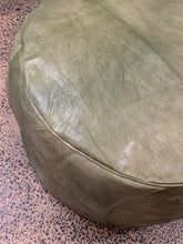 Load image into Gallery viewer, Round Moroccan Pouf OLIVE GREEN
