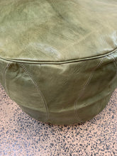 Load image into Gallery viewer, Round Moroccan Pouf OLIVE GREEN
