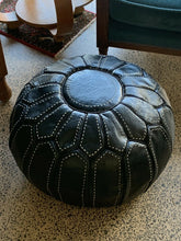 Load image into Gallery viewer, Stitched Moroccan Pouf BLACK
