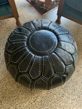 Load image into Gallery viewer, Stitched Moroccan Pouf BLACK
