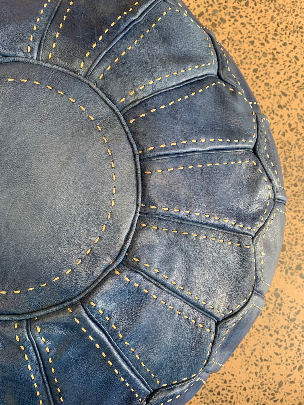 Stitched Moroccan Pouf SKY BLUE