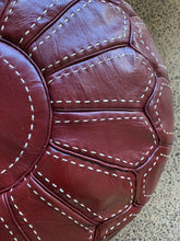 Load image into Gallery viewer, Stitched Moroccan Pouf BURGUNDY
