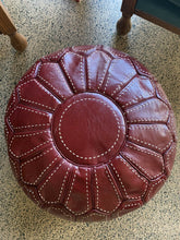 Load image into Gallery viewer, Stitched Moroccan Pouf BURGUNDY
