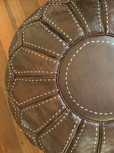 Load image into Gallery viewer, Stitched Moroccan Pouf DARK BROWN
