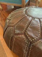 Load image into Gallery viewer, Stitched Moroccan Pouf DARK BROWN
