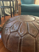 Load image into Gallery viewer, Stitched Moroccan Pouf DARK BROWN
