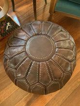 Load image into Gallery viewer, Stitched Moroccan Pouf DARK BROWN
