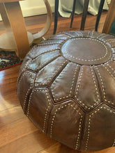 Load image into Gallery viewer, Stitched Moroccan Pouf DARK BROWN
