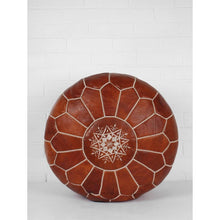 Load image into Gallery viewer, Traditional Moroccan Pouf TAN (LIGHTLY OILED)
