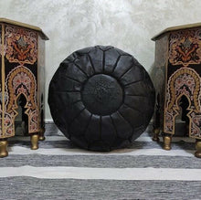 Load image into Gallery viewer, Traditional Moroccan Pouf BLACK (BLACK)
