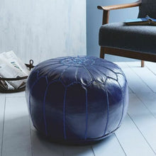 Load image into Gallery viewer, Traditional Moroccan Pouf BLUE (NAVY)
