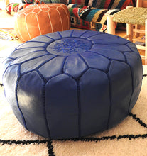 Load image into Gallery viewer, Traditional Moroccan Pouf BLUE (NAVY)
