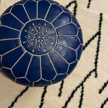 Load image into Gallery viewer, Traditional Moroccan Pouf BLUE (NAVY WHITE)
