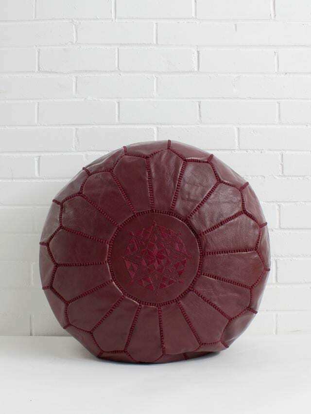 Traditional Moroccan Pouf BURGUNDY