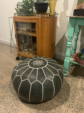 Load image into Gallery viewer, Traditional Moroccan Pouf CHARCOAL
