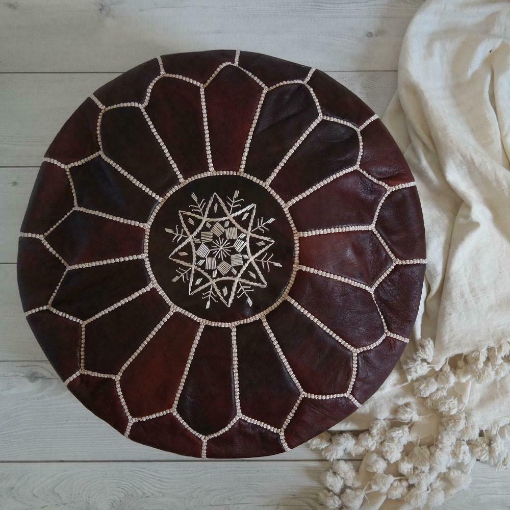 Traditional Moroccan Pouf DARK BROWN