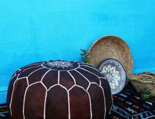 Load image into Gallery viewer, Traditional Moroccan Pouf DARK BROWN
