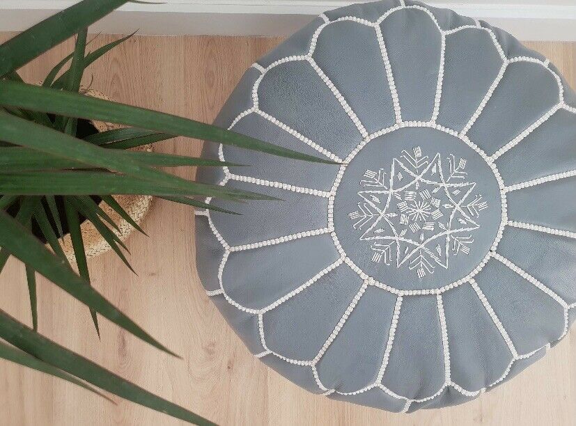 Traditional Moroccan Pouf GREY