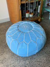 Load image into Gallery viewer, Traditional Moroccan Pouf BLUE (LIGHT)
