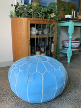 Load image into Gallery viewer, Traditional Moroccan Pouf BLUE (LIGHT)
