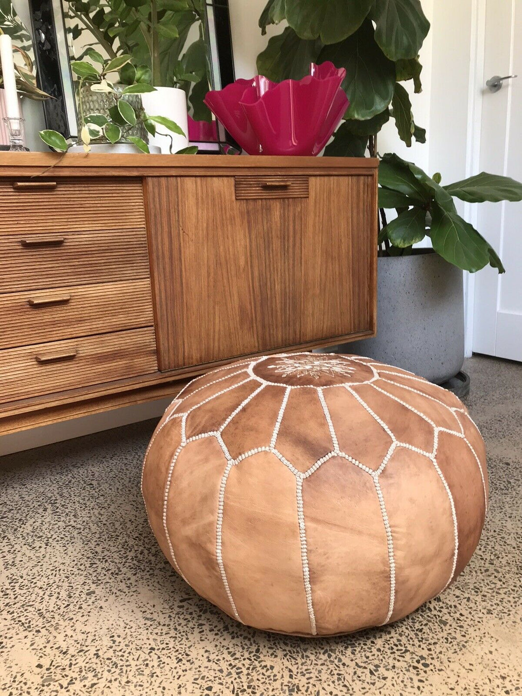 Traditional Moroccan Pouf TAN