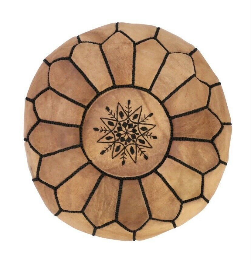 Traditional Moroccan Pouf TAN (BLACK)