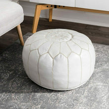 Load image into Gallery viewer, Traditional Moroccan Pouf WHITE (WHITE)
