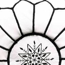 Load image into Gallery viewer, Traditional Moroccan Pouf WHITE (BLACK)
