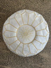 Load image into Gallery viewer, Traditional Moroccan Pouf WHITE (GOLD)
