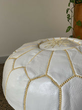 Load image into Gallery viewer, Traditional Moroccan Pouf WHITE (GOLD)
