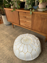 Load image into Gallery viewer, Traditional Moroccan Pouf WHITE (GOLD)
