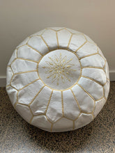 Load image into Gallery viewer, Traditional Moroccan Pouf WHITE (GOLD)
