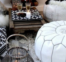 Load image into Gallery viewer, Traditional Moroccan Pouf WHITE (GREY)
